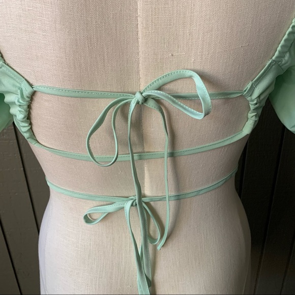Shein Green Back Crisscross Crop Top Size Large - Picture 3 of 7